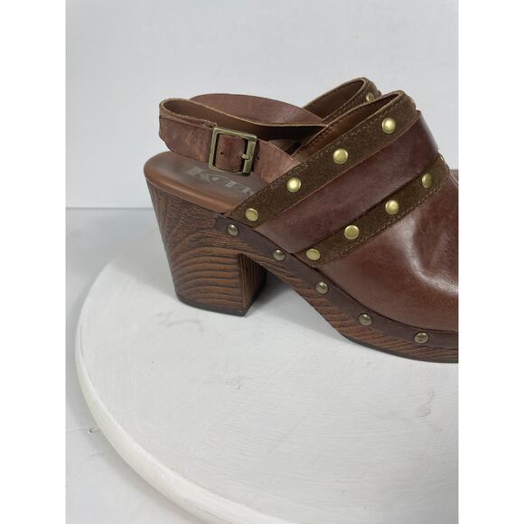 orks Women's Brown Leather Clog Heel Size 8M Q42923 - Picture 9 of 9